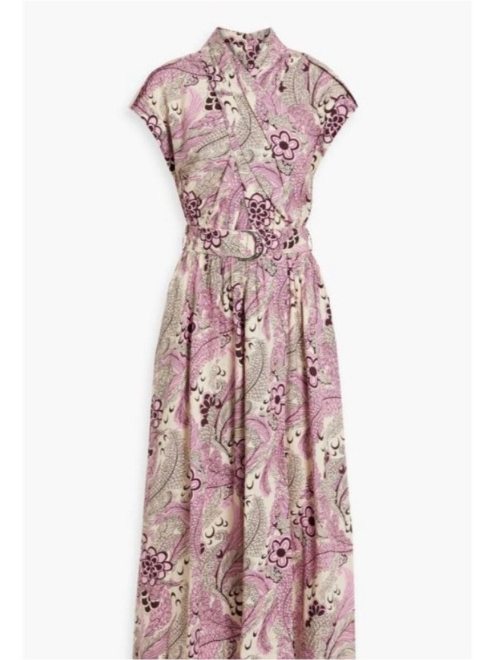 Derek Lam Cotton/Linen Pink Midi Dress - Elegant Women's Wrap Style